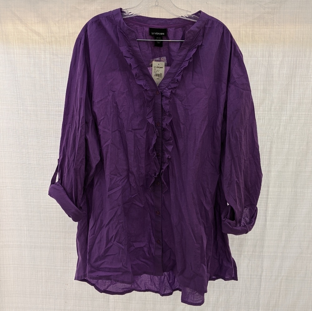 Purple Cotton Lane Bryant Blouse 26/28 NWT